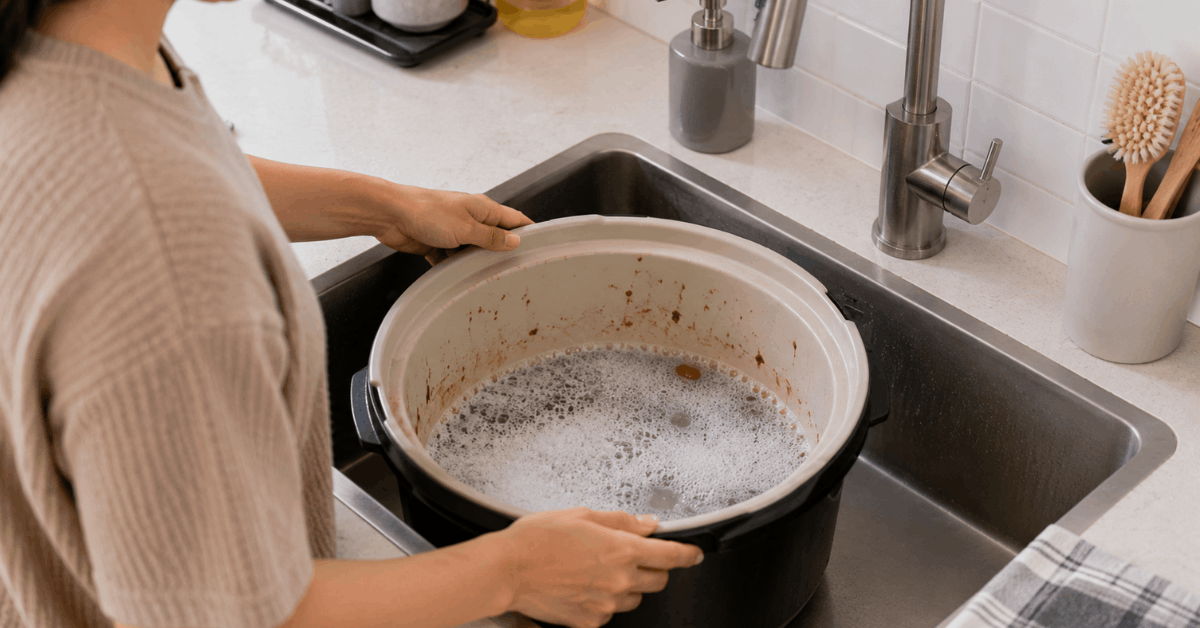 How to Clean a Slow Cooker Bowl with Baked-On Food for a Spotless Finish
